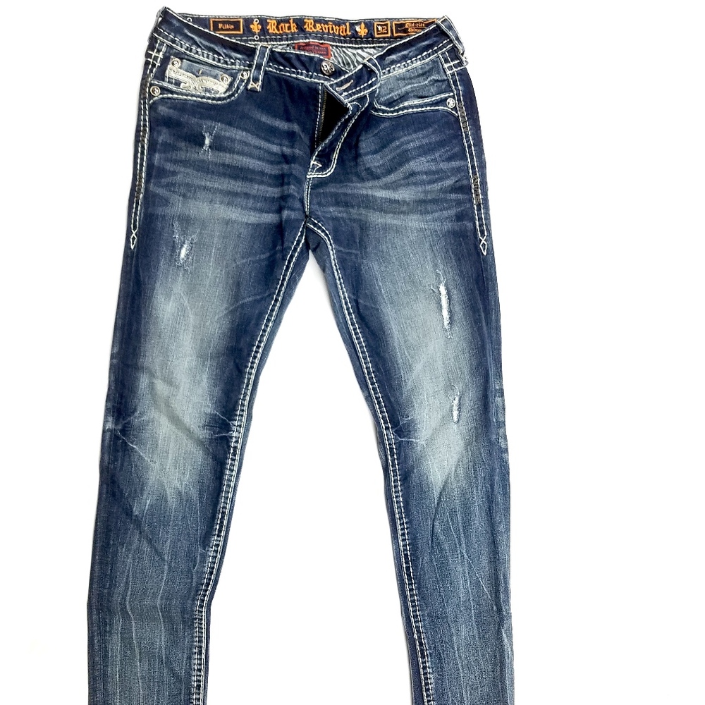 Women's Size 32 Rock Revival Mid Rise Skinny Jeans